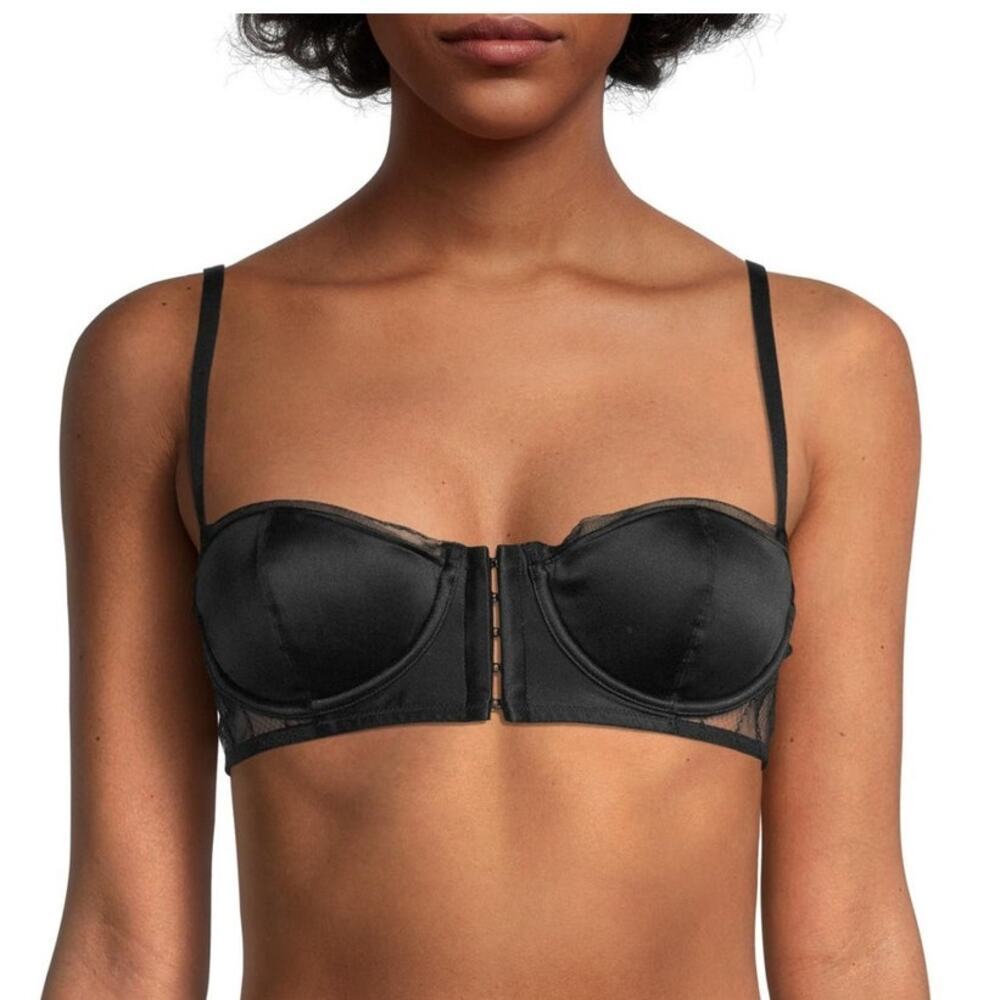 Kiki De Montparnasse Women's Muse Satin & Lace Corselette Bra Black 32a Nwt
